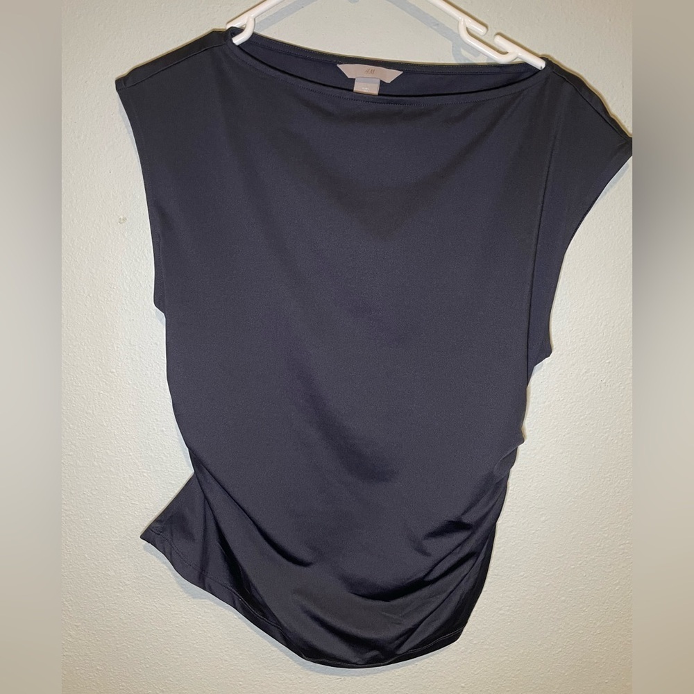 H&M Classic Black Cap Sleeve Blouse